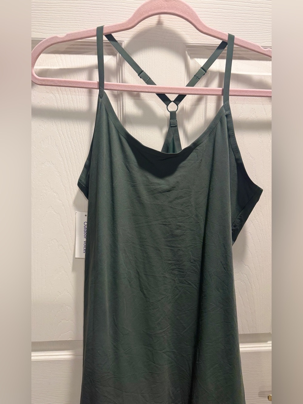 NWT Outdoor Voices Exercise Dress Medium Sage Green Built In Shorts Pockets - Picture 4 of 11